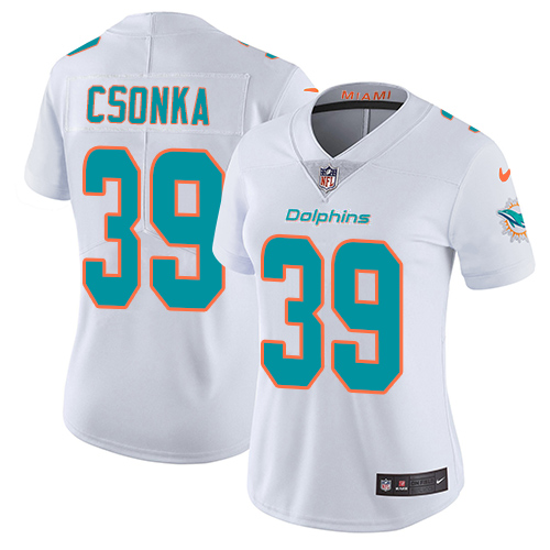 Nike Dolphins #39 Larry Csonka White Women's Stitched NFL Vapor Untouchable Limited Jersey